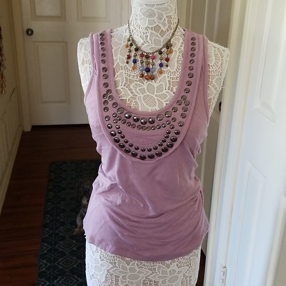 Plenty by Tracy Reese Racerback Studded Western Coastal Cowgirl Tank‎ Size Small